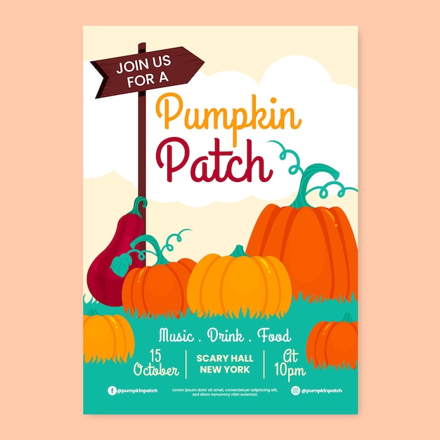 Hand drawn pumpkin patch poster design