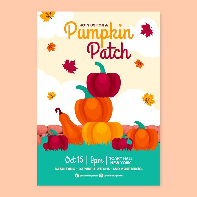 Hand drawn pumpkin patch poster design