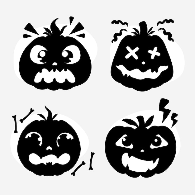 Free Vector hand drawn pumpkin silhouettes collection for halloween celebration