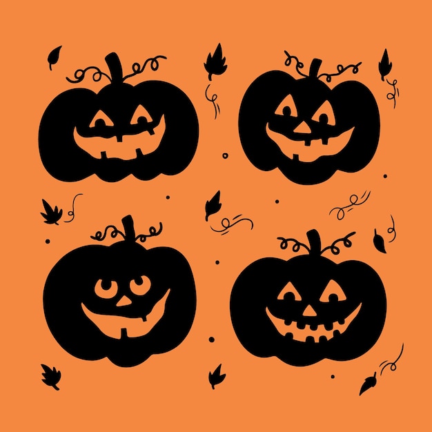 Free Vector hand drawn pumpkin silhouettes collection for halloween celebration