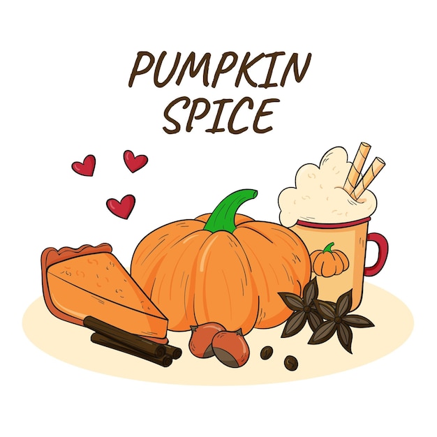 Free Vector hand drawn pumpkin spice illustration