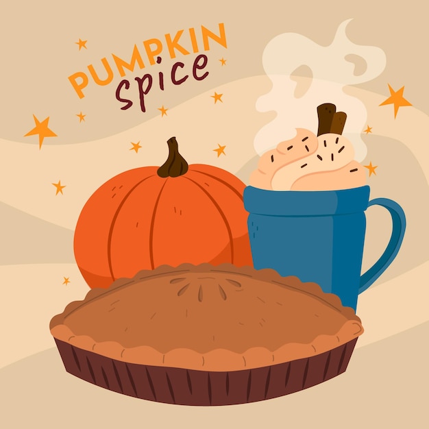 Hand drawn pumpkin spice illustration