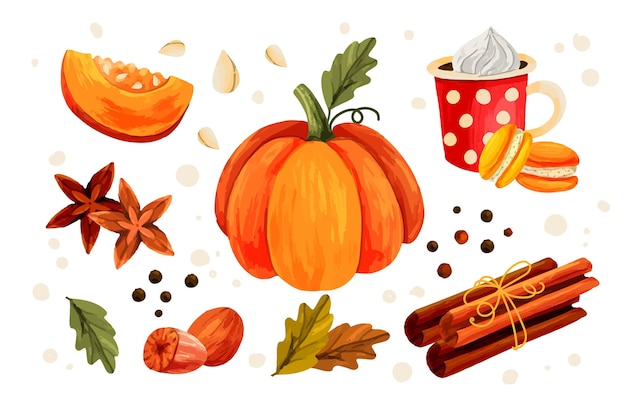 Free Vector hand drawn pumpkin spice illustration