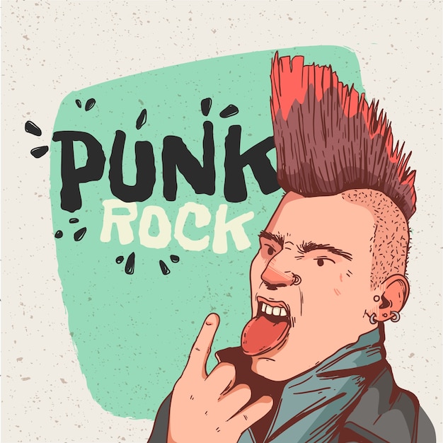 Free Vector hand drawn punk rock illustration