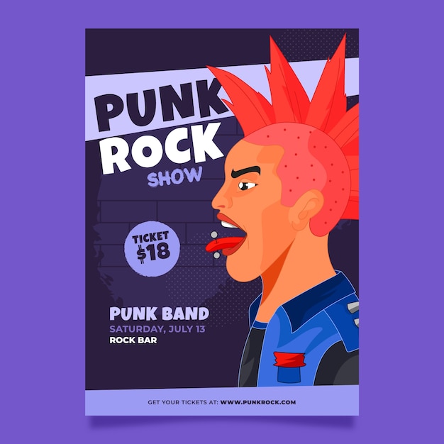 Free Vector hand drawn punk rock poster design