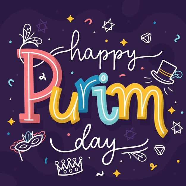 Hand drawn purim day