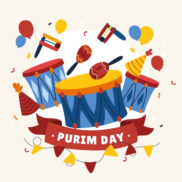 Free vector hand drawn purim illustration