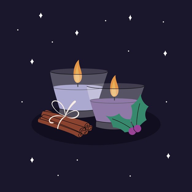 Hand drawn purple advent candles illustrated