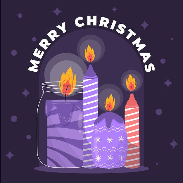 Hand drawn purple advent candles illustration