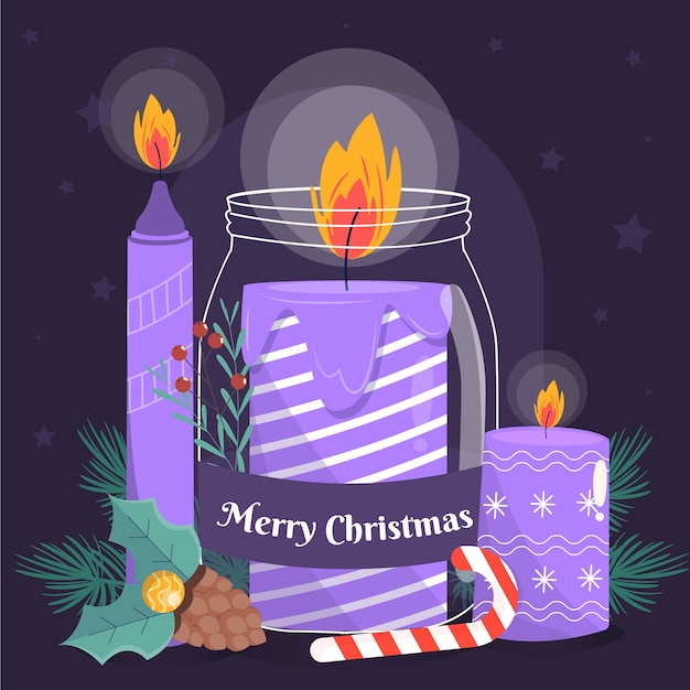 Hand drawn purple advent candles illustration