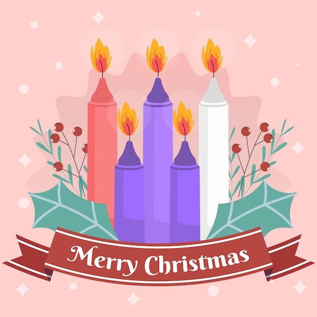 Hand drawn purple advent candles illustration