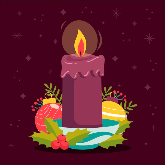 Hand drawn purple advent candles illustration