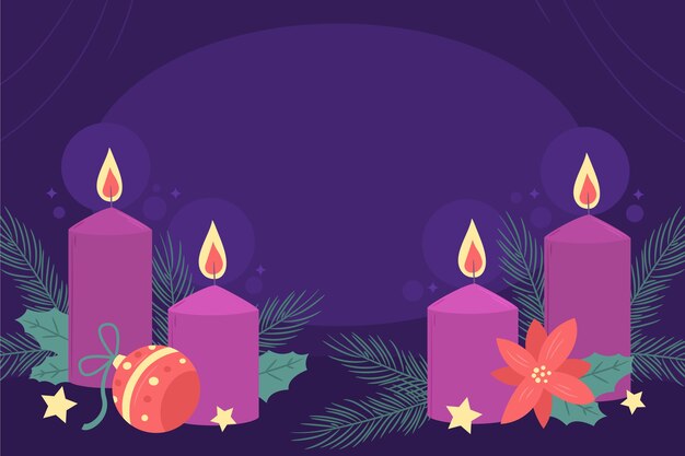 Hand drawn purple candles advent background