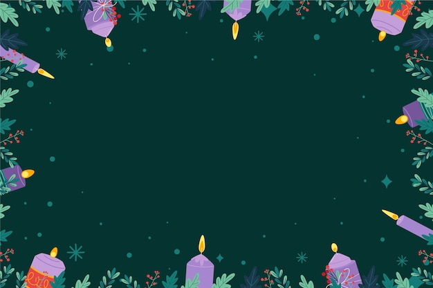 Hand drawn purple candles advent background