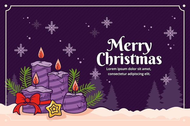 Hand drawn purple candles advent background