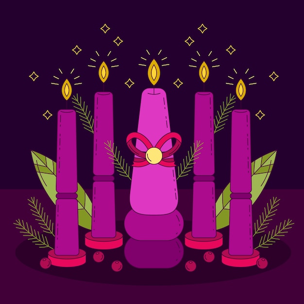 Free Vector hand drawn purple candles illustration