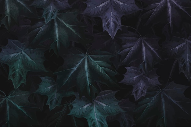 Free Vector hand drawn purplish green maple leaf background