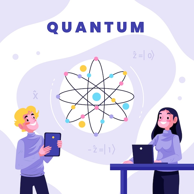 Free vector hand drawn quantum illustration