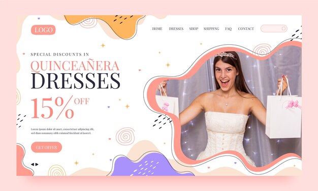 Hand drawn quinceañera party landing page