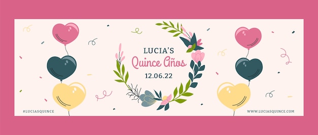 Hand drawn quinceañera twitter header template