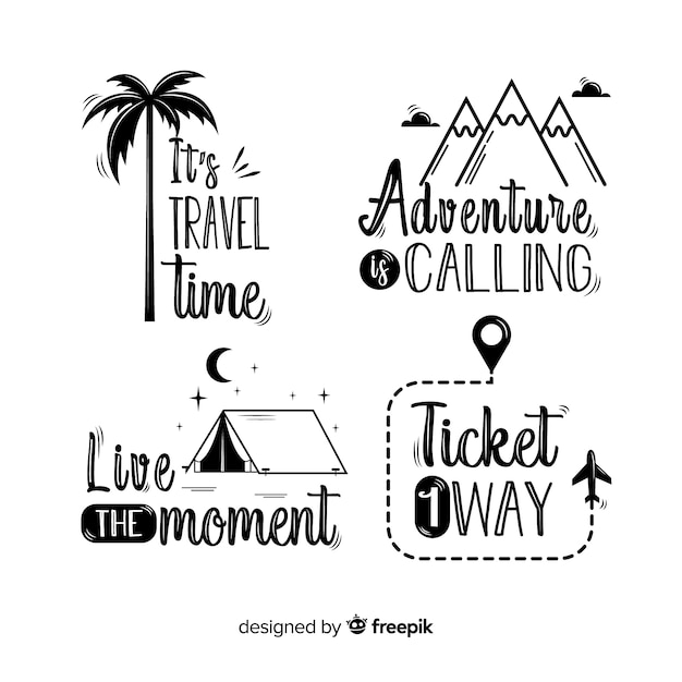 Free Vector hand drawn quote badges lettering style