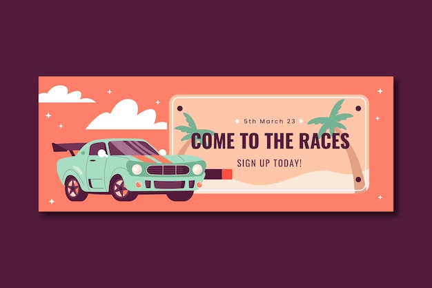 Free Vector hand drawn racing contest facebook cover