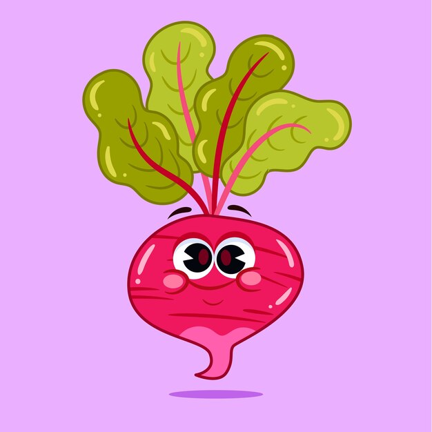 Hand drawn radish  cartoon illustration