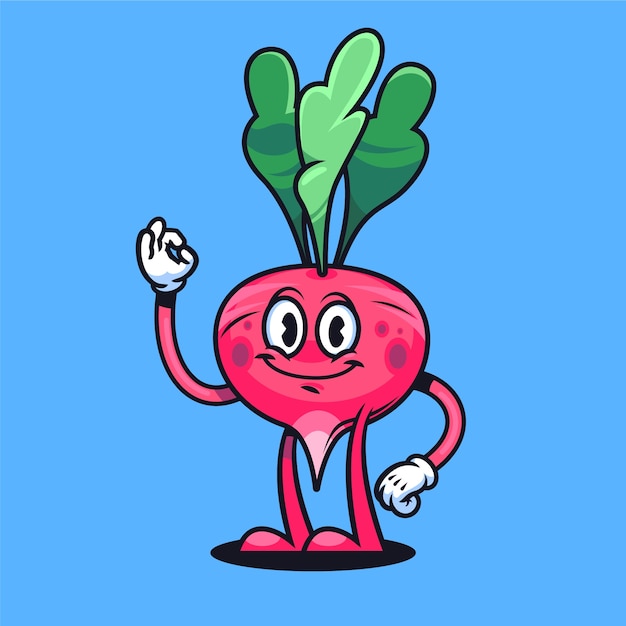 Hand drawn radish  cartoon illustration