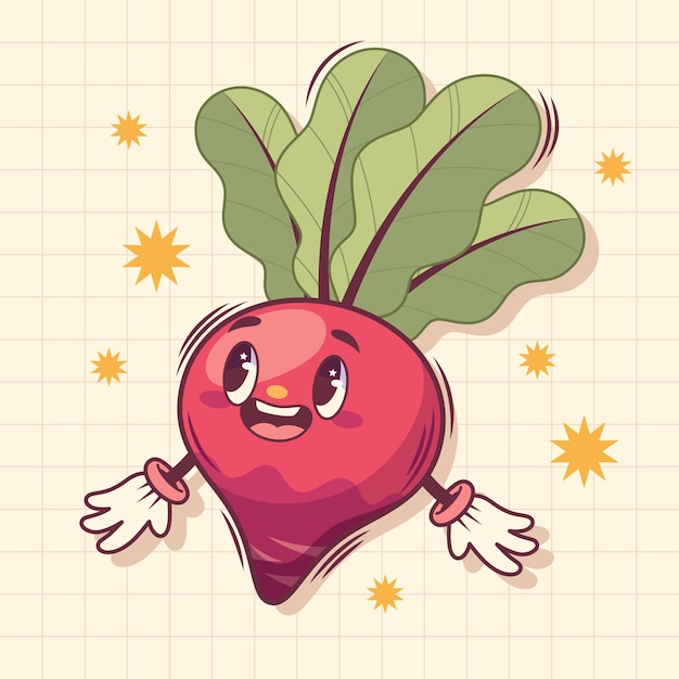 Free Vector hand drawn radish cartoon illustration