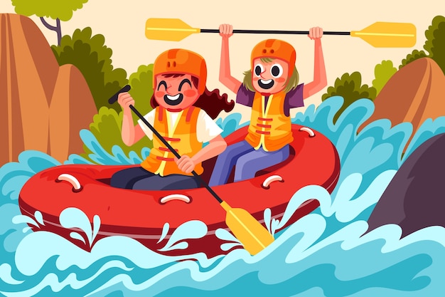 Free vector hand drawn rafting illustration