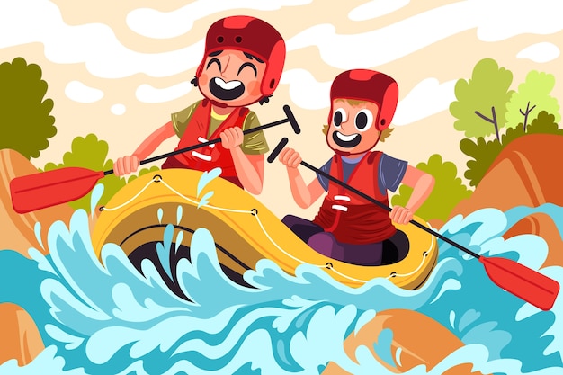 Free vector hand drawn rafting illustration