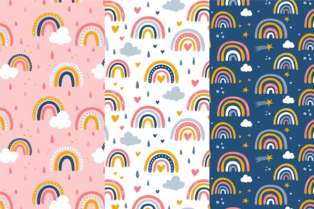 Free vector hand drawn rainbow pattern collection