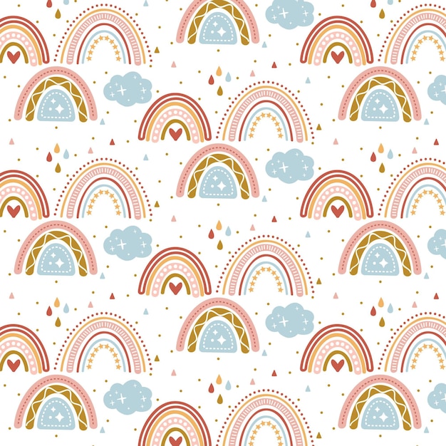 Hand drawn rainbow pattern design