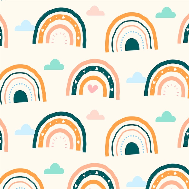 Hand drawn rainbow pattern design