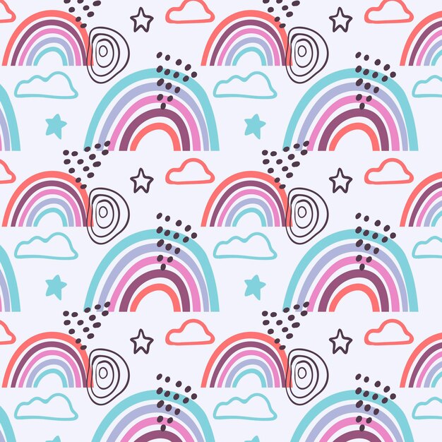 Hand drawn rainbow pattern design