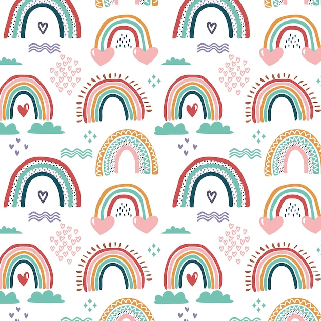 Hand drawn rainbow pattern design