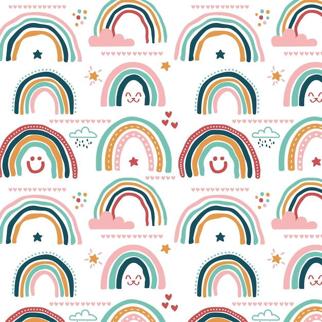 Hand drawn rainbow pattern design