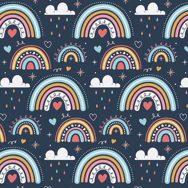 Hand drawn rainbow pattern design