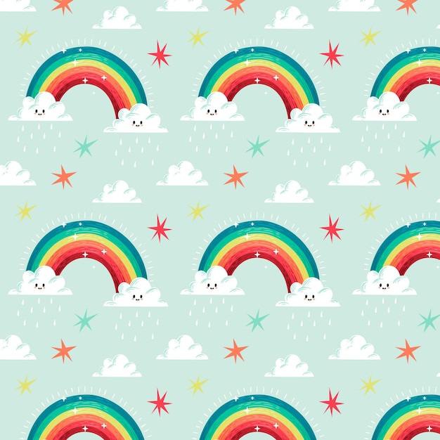 Hand drawn rainbow pattern design