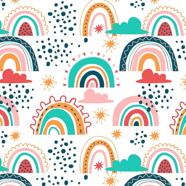 Free vector hand drawn rainbow pattern design