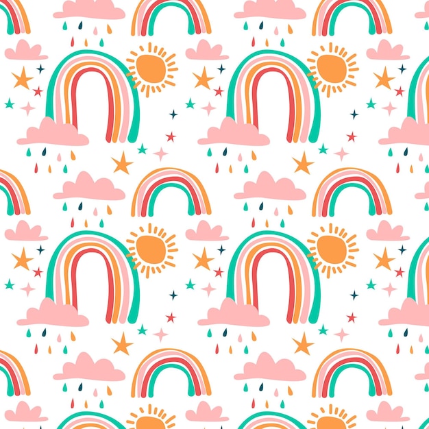 Hand drawn rainbow pattern design