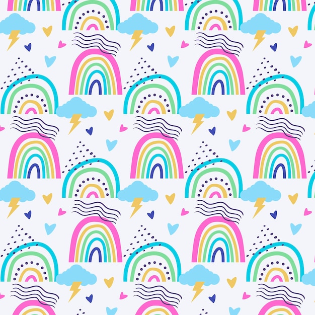 Hand drawn rainbow pattern design