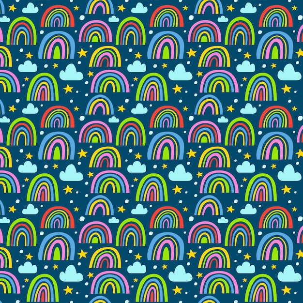 Hand drawn rainbow pattern design