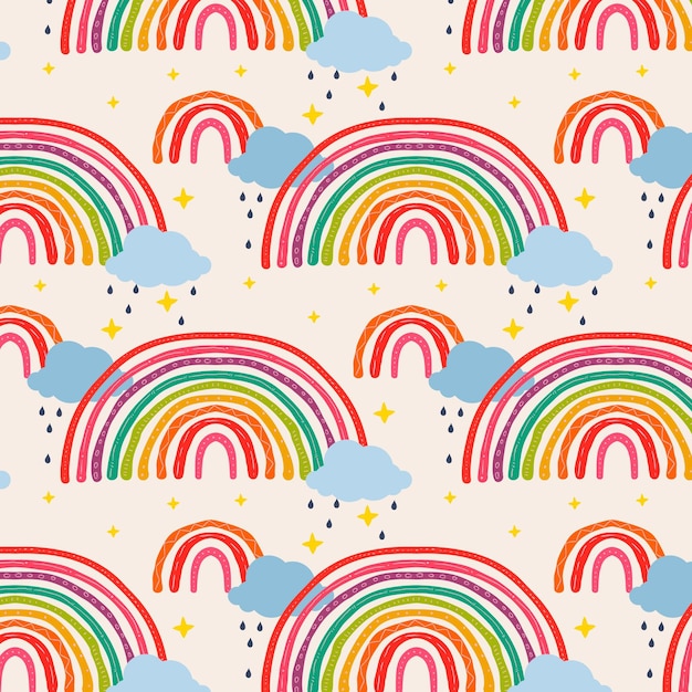 Free vector hand drawn rainbow pattern design