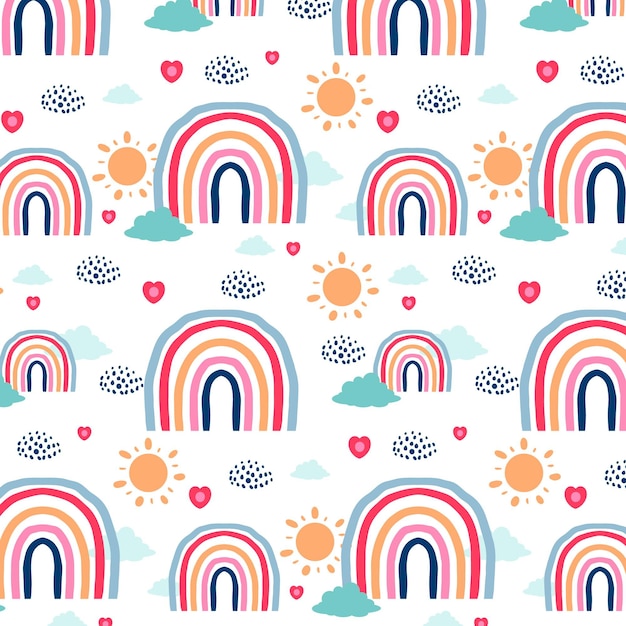 Hand drawn rainbow pattern design