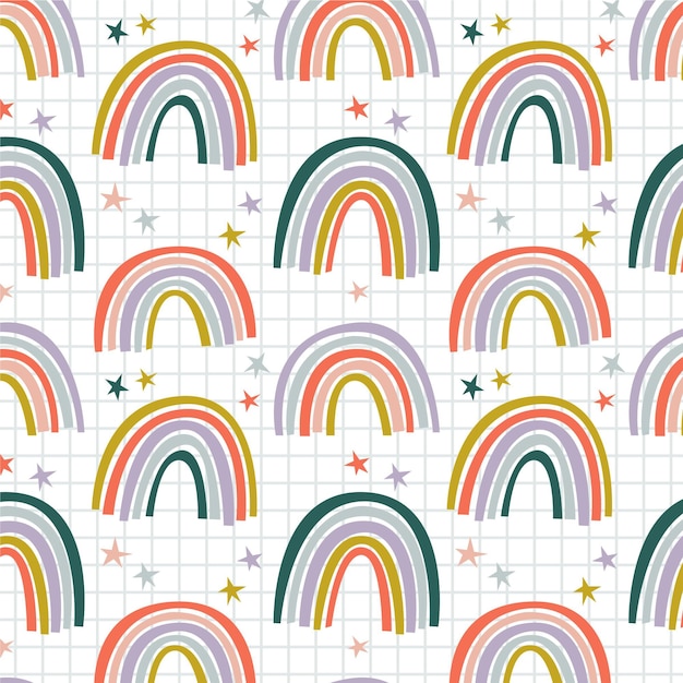 Hand drawn rainbow pattern design