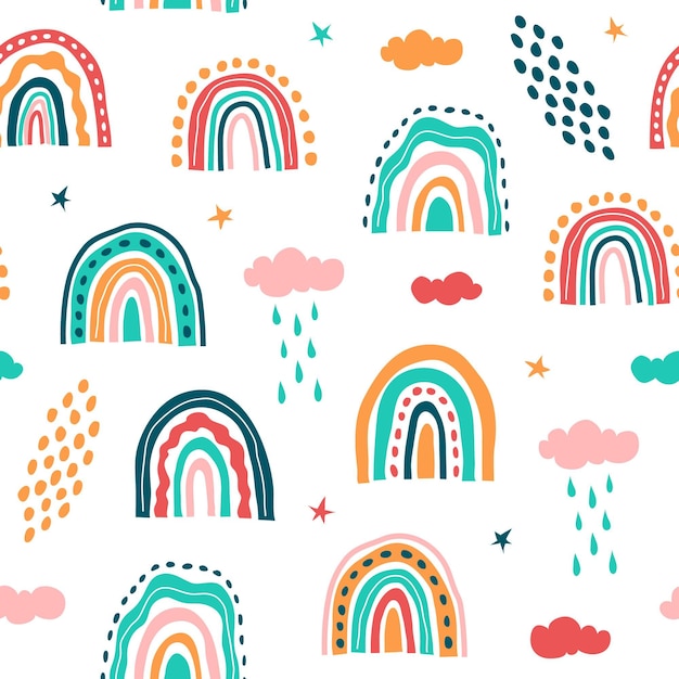 Hand drawn rainbow pattern design