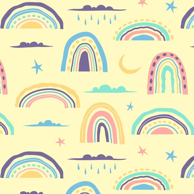 Hand drawn rainbow pattern design