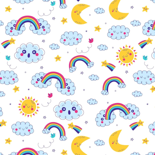 Hand drawn rainbow pattern design