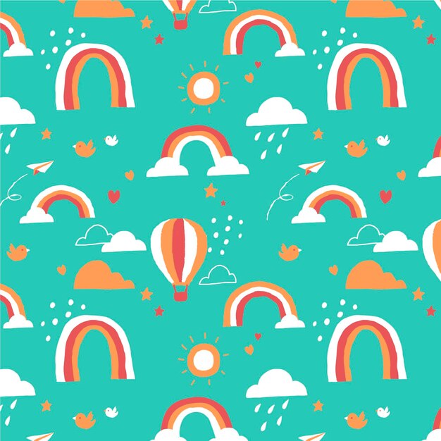 Hand drawn rainbow pattern design